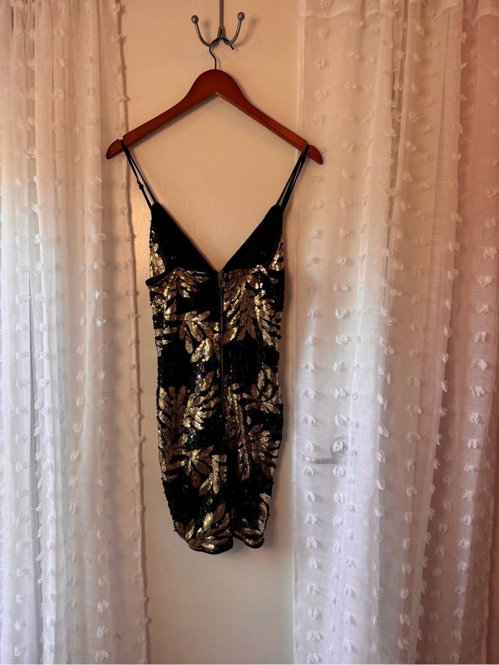 Black & Gold Sequin Slip Dress